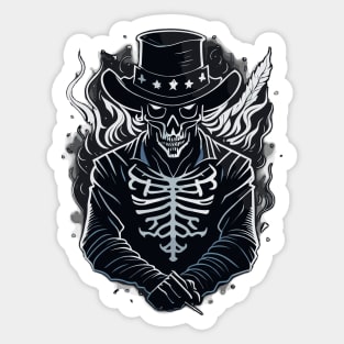 Skull cowboy with hat cowboy skeleton Sticker